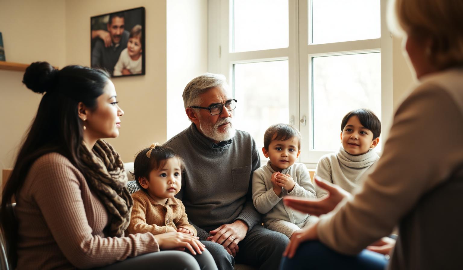 Une famille accompagnée par une travailleuse sociale